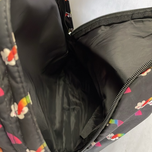Black Backpack w/ Two Compartments for Books/Laptop, Rainbow/Cloud Pattern - Picture 7 of 13
